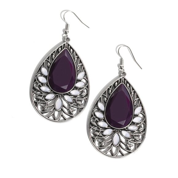 Floral Fairytale - Purple Earrings - Picture 2 of 2